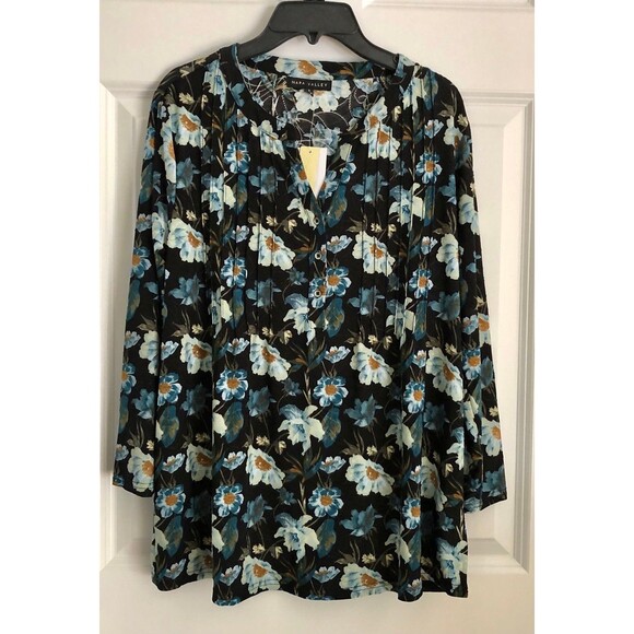 NAPA VALLEY Women's Floral Top Size Small 3/4 Sleeves, Pullover 3 buttons down - Picture 1 of 9